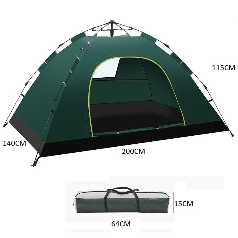 Cort de camping verde pentru 2-3 persoane 200 x 140 x 115 cm