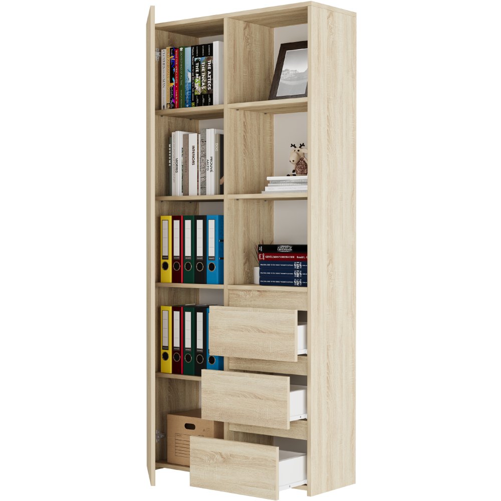 Raft de birou cu sertare MODERN B-80-S3 - diferite variante de culoare sonoma