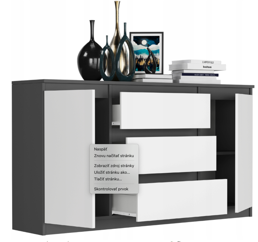 Comoda spațioasă R-140-S3 - diferite variante de culoare antracit mix biela