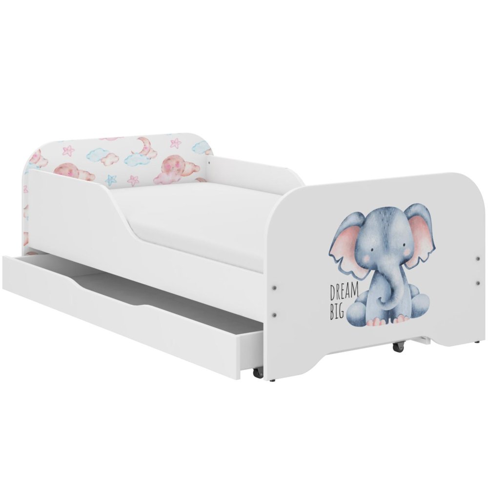 Pat pentru copii 140 x 70 cm cu elefant