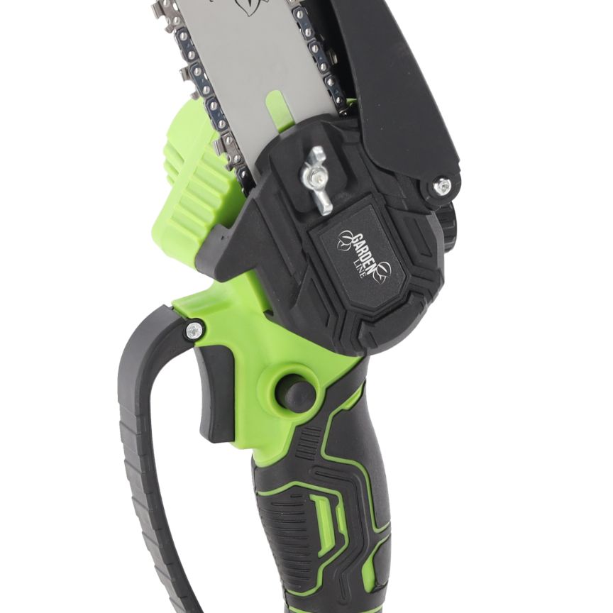 Ferăstrău cu lanț fără fir pentru ramuri - două baterii, încărcător, geantă