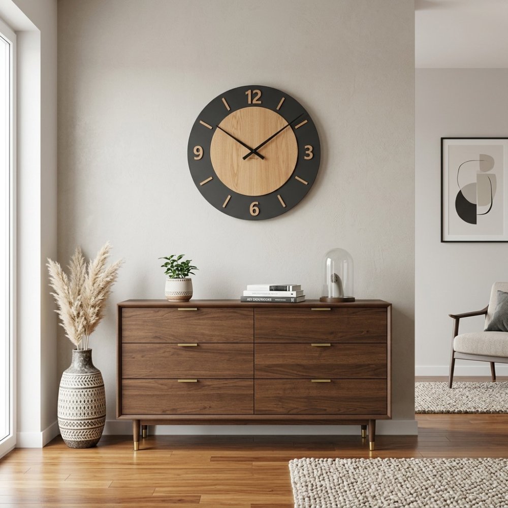 Fotografia produktu: Nástenné dubové hodiny NORDIC OAK 75 cm s tichým mechanizmom