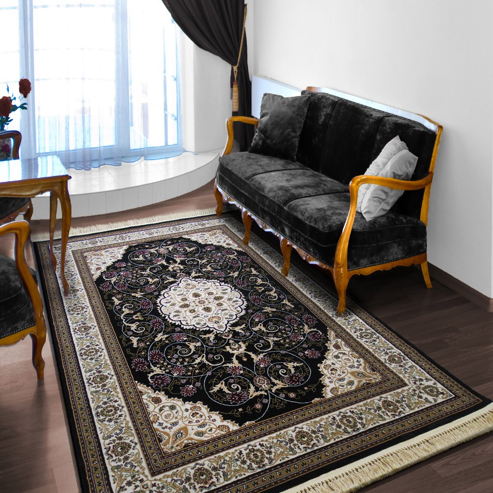 Kvalitní vintage koberec v černé barvě Šířka: 200 cm | Délka: 290 cm