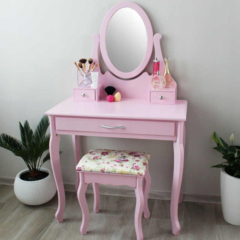 Masă de toaletă cu sertar mare,roz