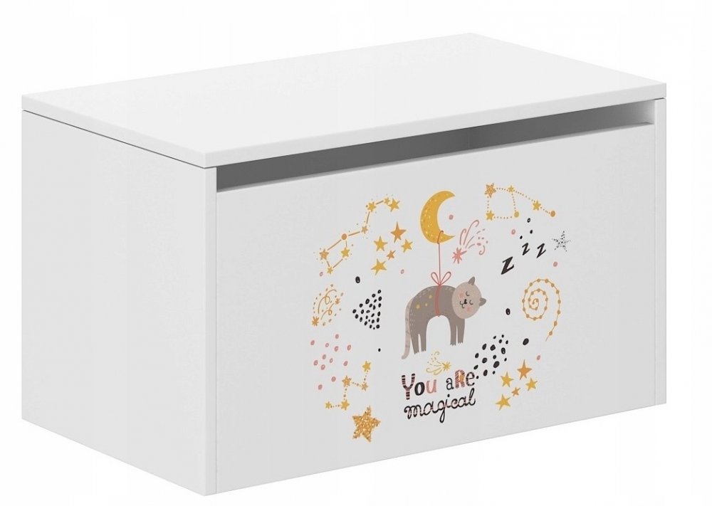 Gyermek tároló doboz macskával és csillagokkal, 40 x 40 x 69 cm