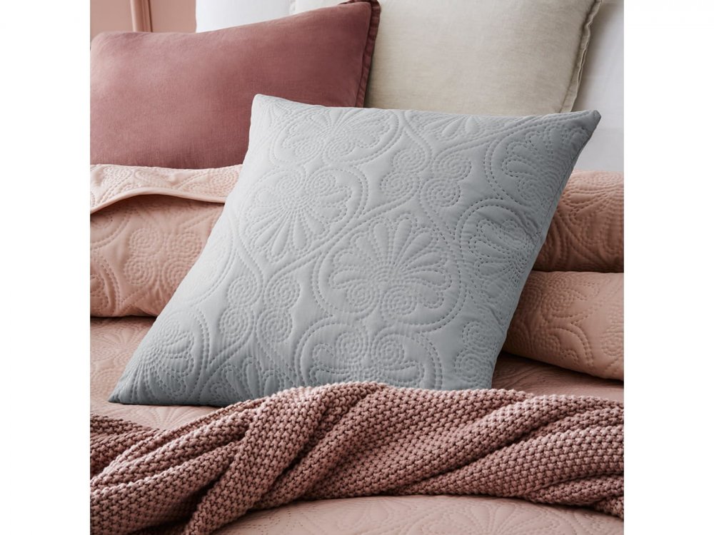 Față de pernă cu model decorativ gri deschis 45 x 45 cm