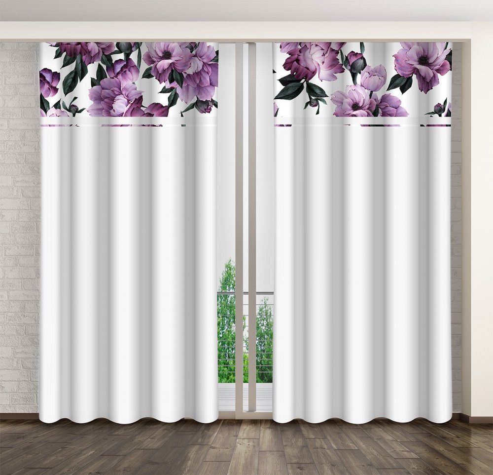 Elegantnýzávesvbielejfarbespotlačoukvetín