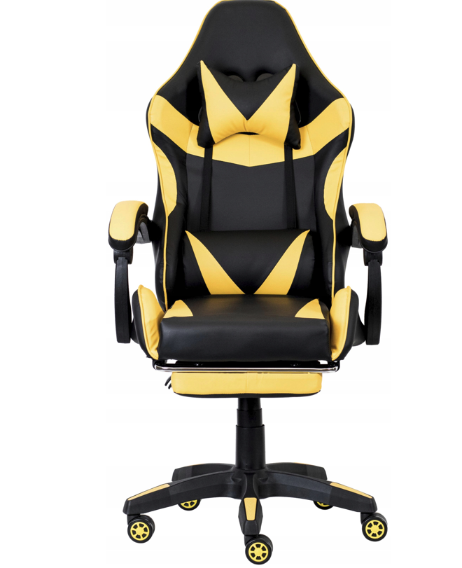 Scaun ergonomic pentru jocuri CLASSIC cu suport pentru picioare galben
