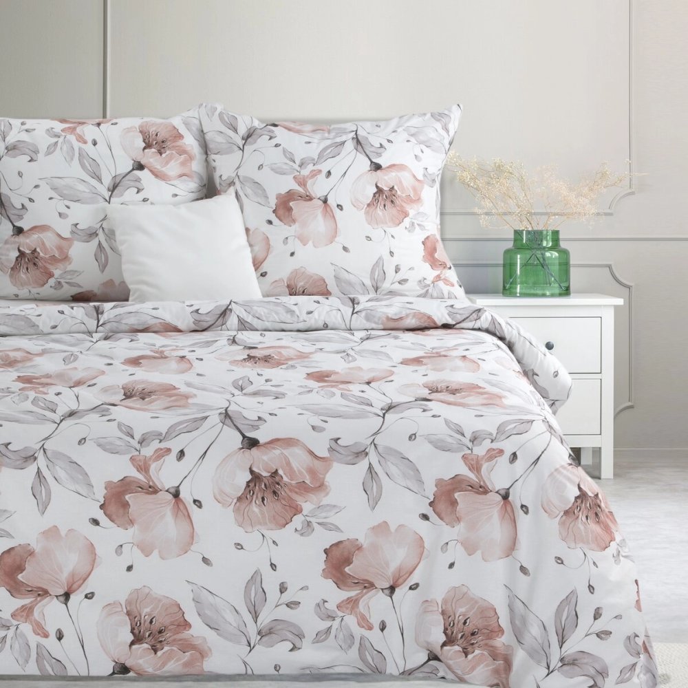 Cearșafuri de bumbac cu model de bujor - alb 2 părți: 1 buc 140x200 + 1 buc 70x80