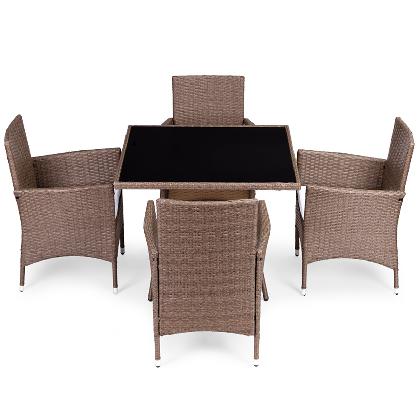 Set mobilier de grădină MULTIGARDEN - 4 fotolii și masă, maro deschis