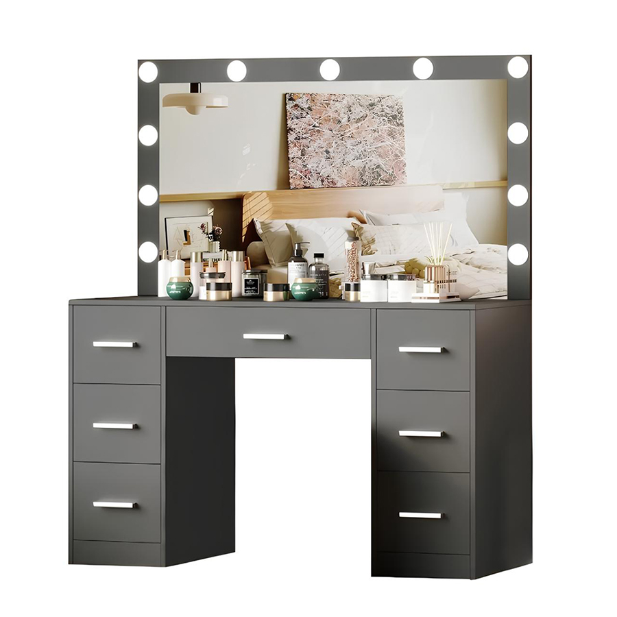 Masă de toaletă mare cu iluminare 80 x 40 x 110cm negru