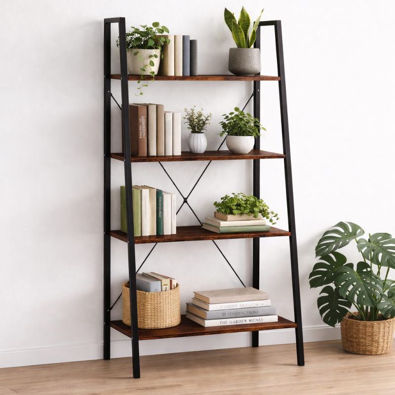 DomTextilu Regálnaknihyadekorácie4-policový-147cmtmaváhnedá 70582_126644