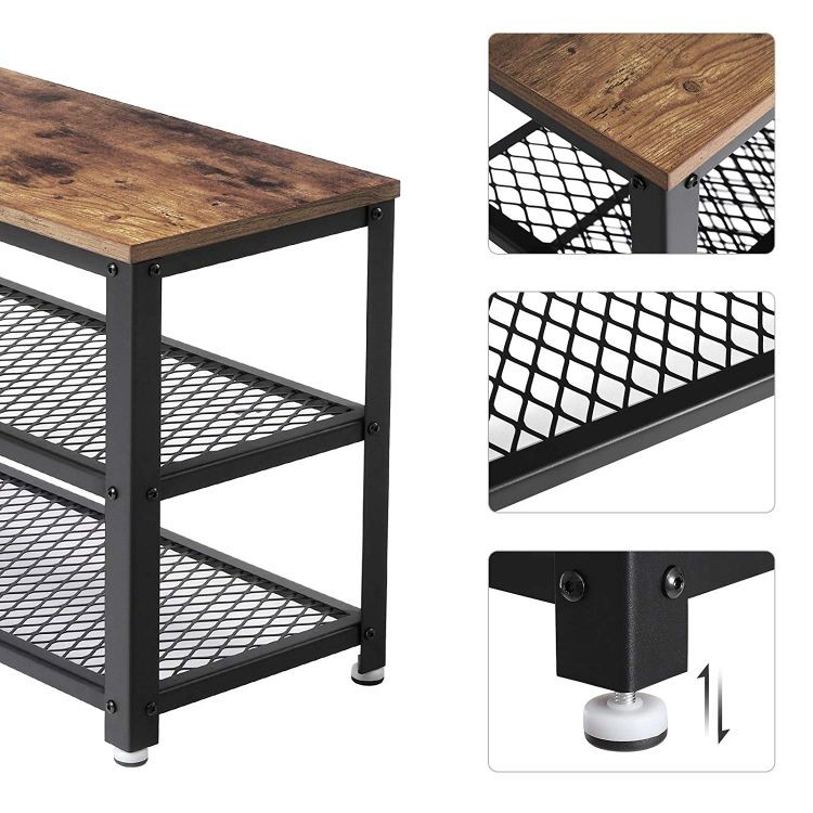 Suport de pantofi din lemn rustic cu scaun LOFT