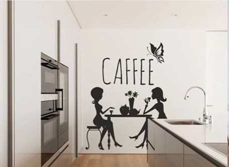 Nálepka na zeď do kuchyně kamarádky na kávě 60 x 120 cm