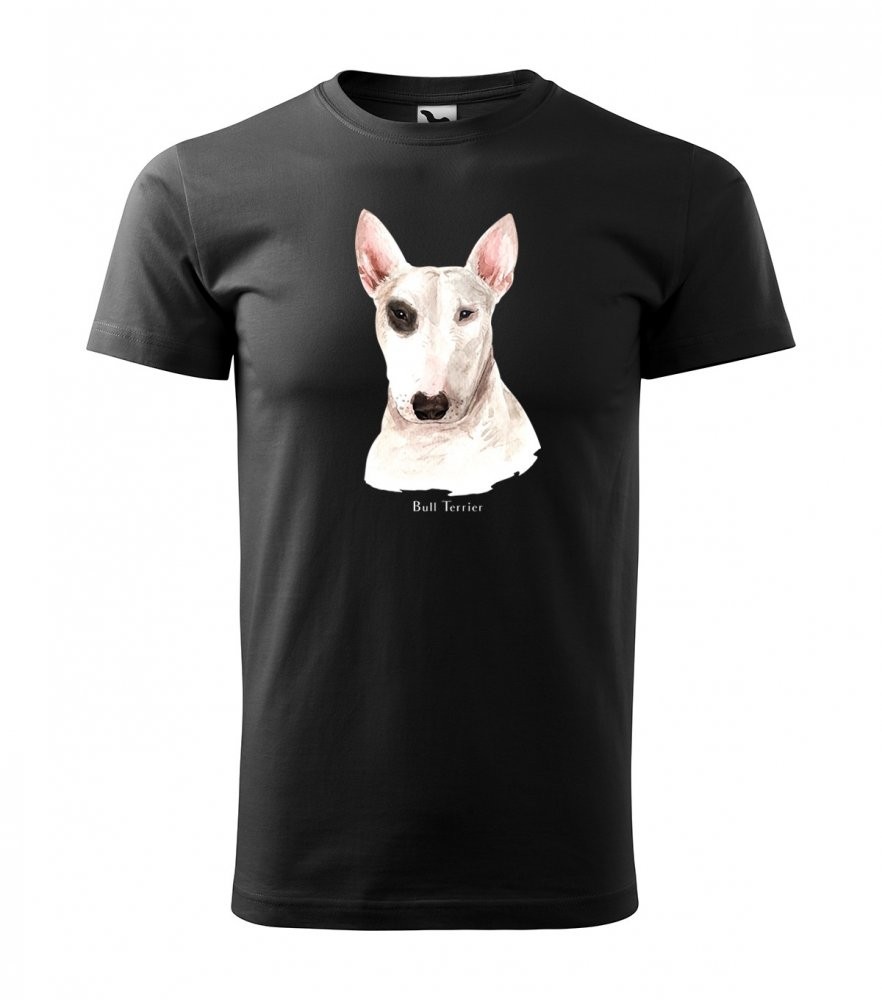 Stylové pánské tričko s potiskem psa bulteriéra XS Černá