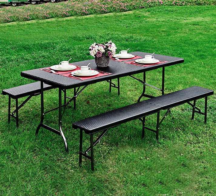 Masă pliantă de catering pentru banchet de grădină 180 cm - rattan
