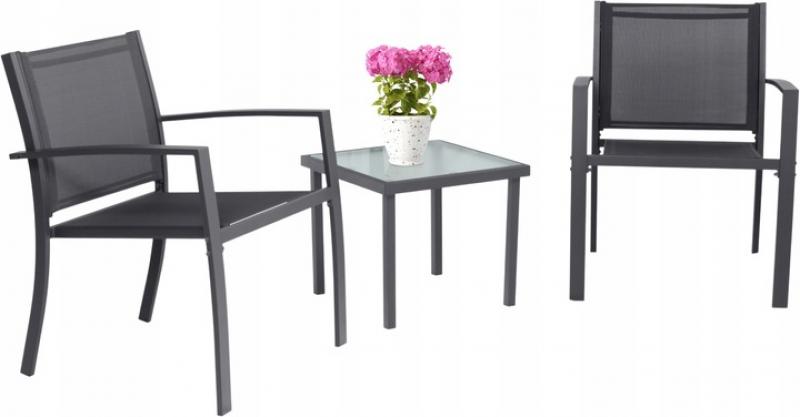 Set de mobilier de grădină în gri închis