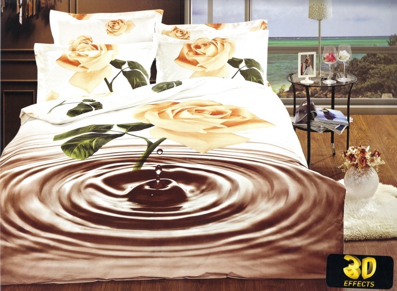 3D povlečení na postel s potiskem bílých růží
