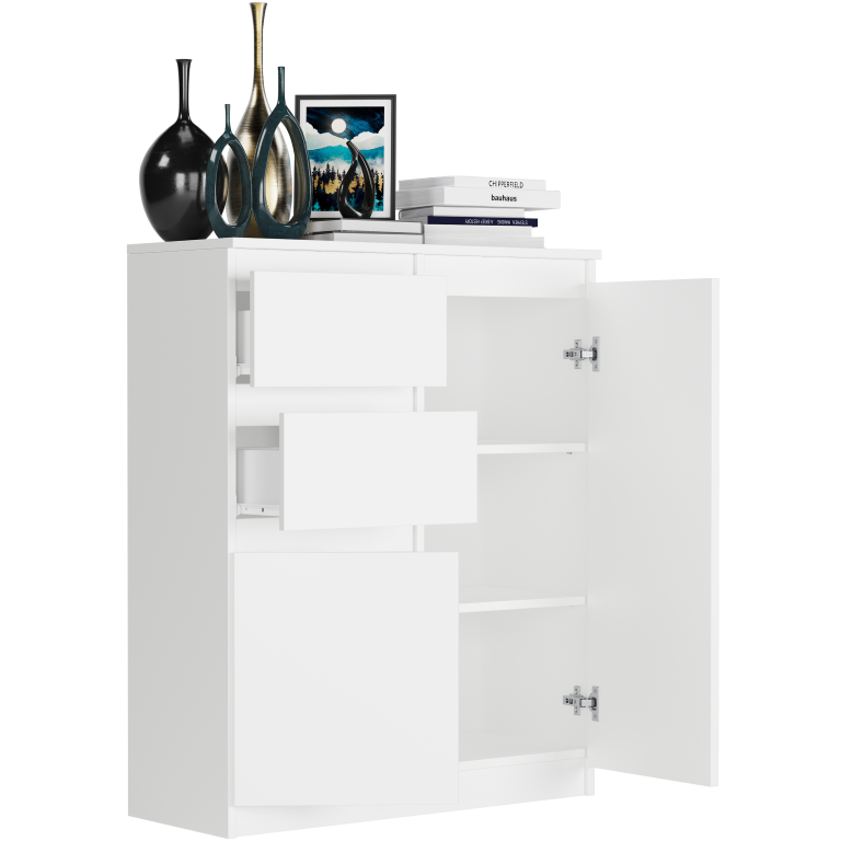 Comodă modernă fără mânere S-2 - diverse opțiuni de culoare Alb