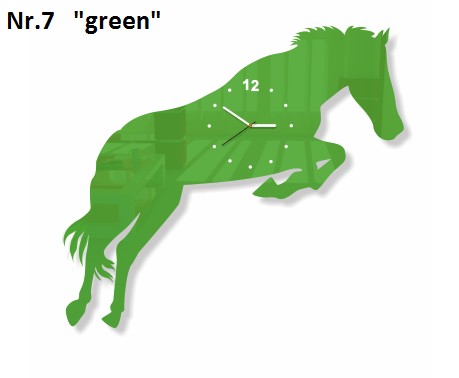 Kůň nástěnné hodiny do obýváku Zelená