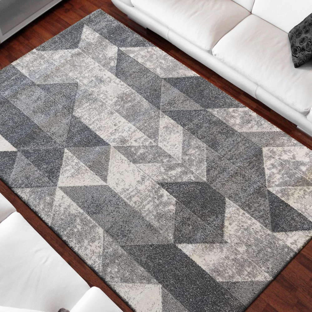 Šedý koberec s moderním vzorem Šířka: 80 cm | Délka: 150 cm