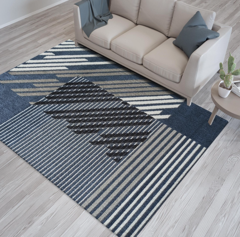 Designový koberec v modré barvě s pruhy Šírka: 60 cm | Dĺžka: 100 cm