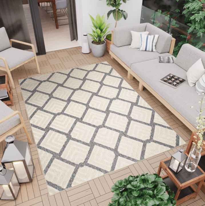 Covor gri-crem CANSAS cu efect 3D și model geometric Lăţime: 120 cm | Lungime: 170 cm