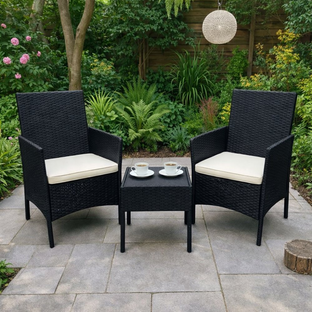 Mobilier de grădină din ratan - set 2 scaune + masă