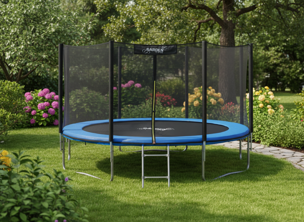 DomTextilu Sunactivezáhradnátrampolína374cm 312cm čierna
