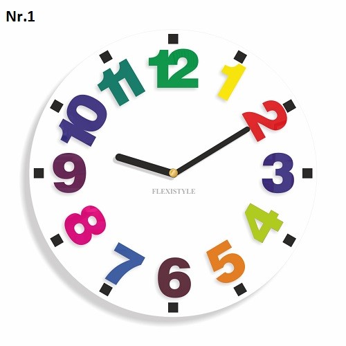 Dětské nástěnné hodiny s barevnými čísly Červená