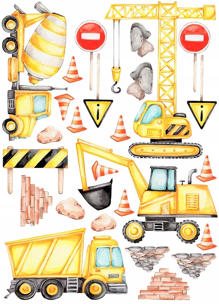 Autocolante de perete pentru micii constructori 100 x 76 cm