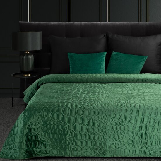 Designový přehoz na postel SALVIA z jemného zeleného sametu Šířka: 280 cm | Délka: 260 cm