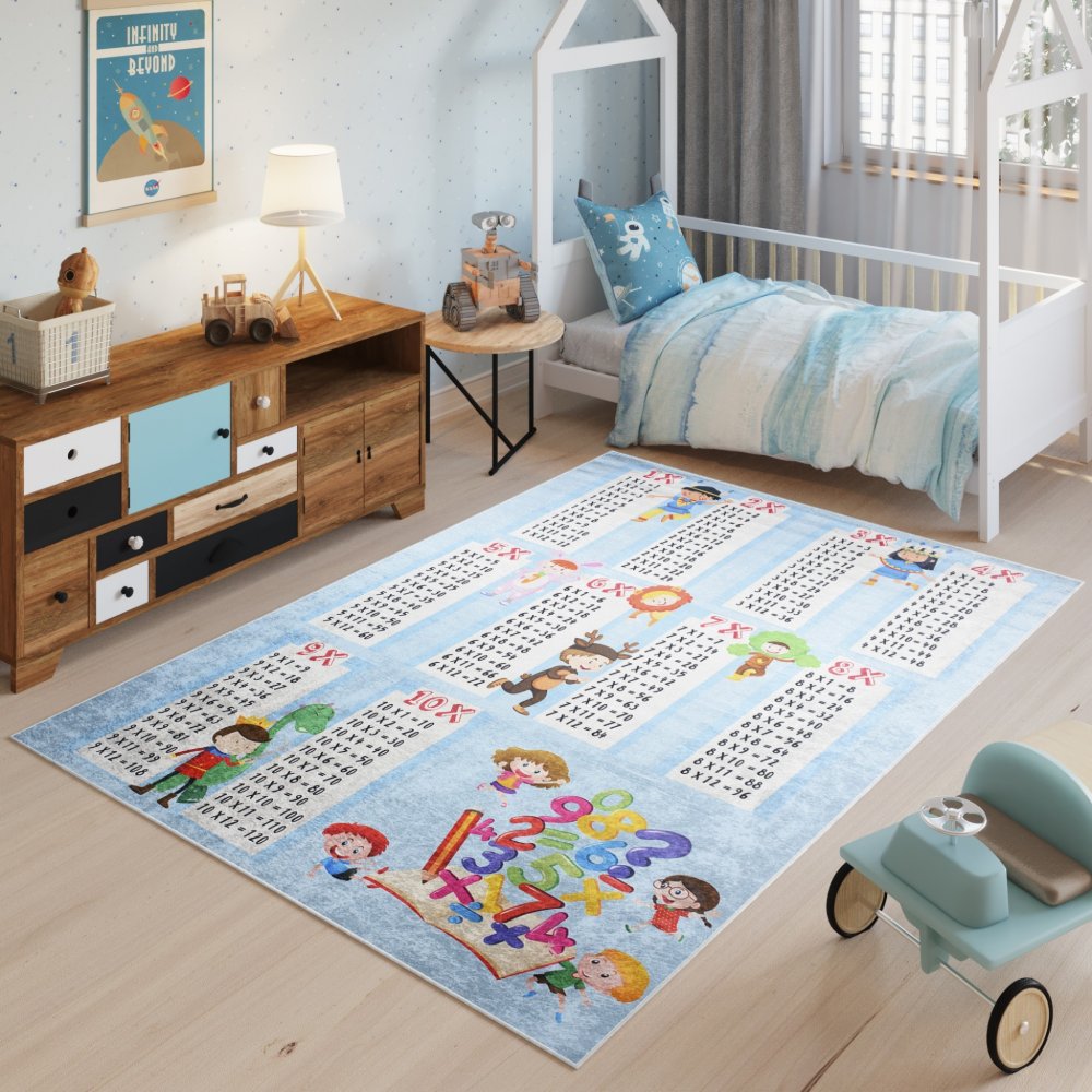 Dětský koberec s motivem dětí a malou násobilkou Šířka: 140 cm | Délka: 200 cm