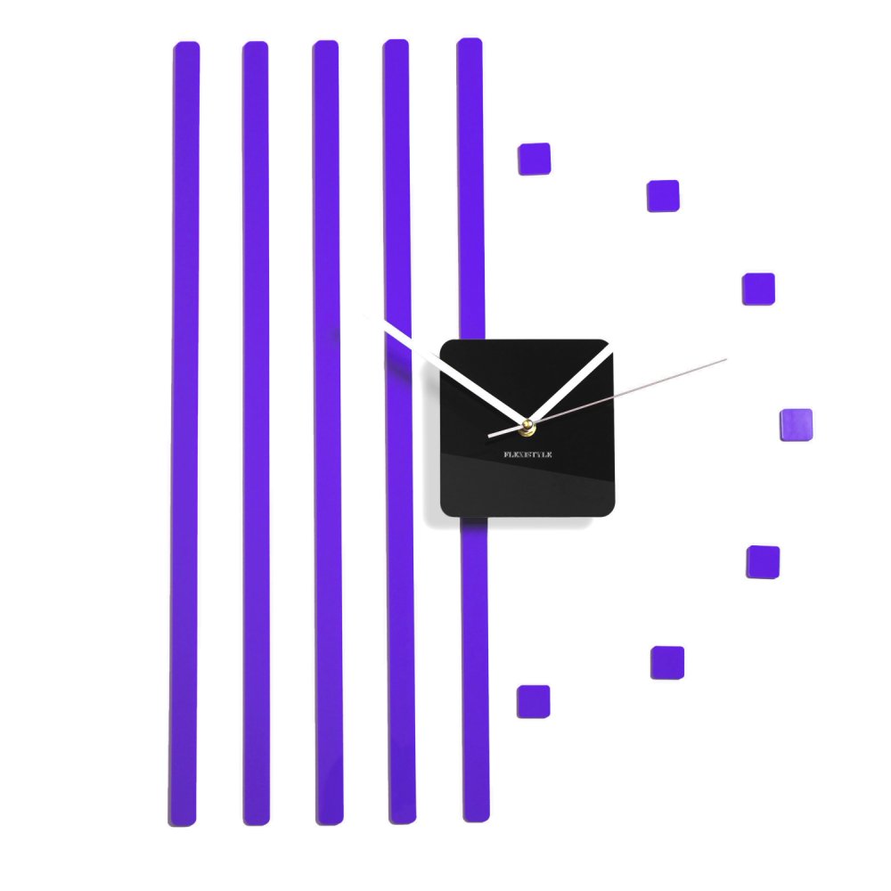 Ceas de perete adeziv cu dungi Violet