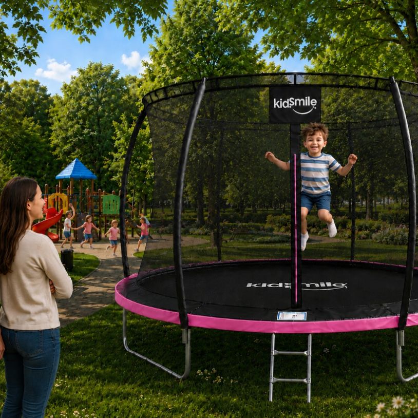 DomTextilu Záhradnátrampolína(10FT)svnútornouochrannousieťouarebríkomružová 312cm ružová