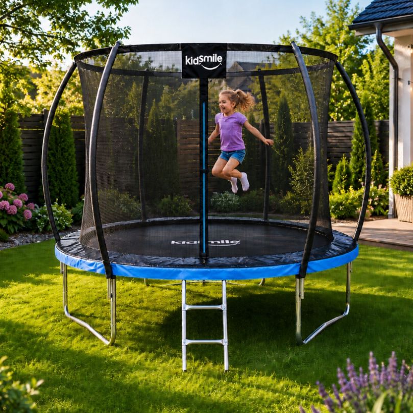 DomTextilu Záhradnátrampolína252cm(8FT)svnútornouochrannousieťouarebríkommodrá 312cm modrá